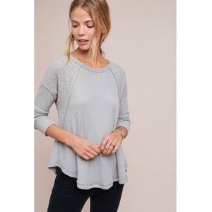 Anthropologie Eri & Ali Long Sleeve Grey Waffle Knit Sweater Pullover Shirt XS